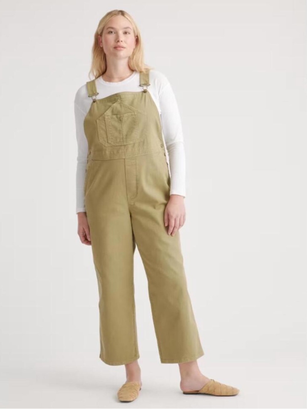 Quince Organic Stretch Cotton Twill Relaxed Overalls Olive Size L Gorp Minimal